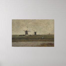 Polder met molens in de buurt van Overschie Canvas Afdruk