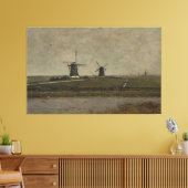 Polder met molens in de buurt van Overschie Canvas Afdruk (Insitu (Woonkamer))