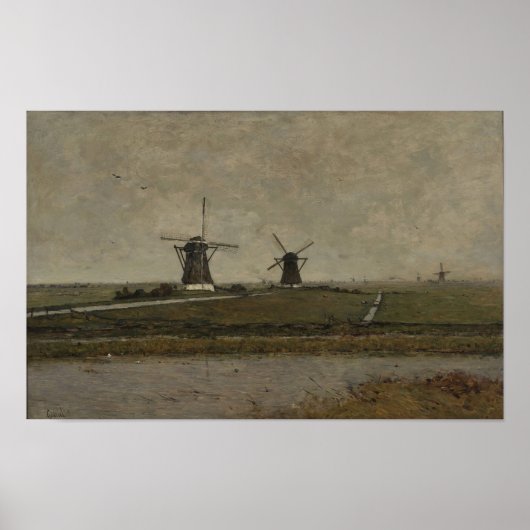 Polder met molens in de buurt van Overschie Poster (Voorkant)
