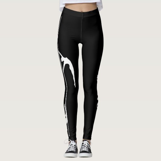 Pole Dance Black & White-Leggings met Silhouette Leggings (Voorkant)