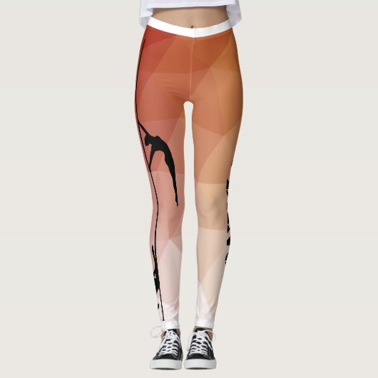 Pole Dance en Fitness Red en Oranje Leggings (Voorkant)