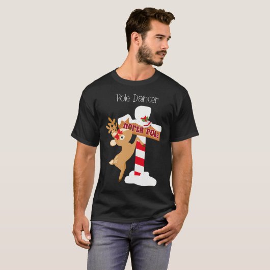 Pole Dancer Funny Christmas Reindeer T-shirt (Voorkant volledig)