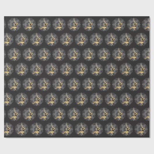 Pole Fitness Bloem Mandala Wit Mat Zwart Cadeaupapier (Vlak)