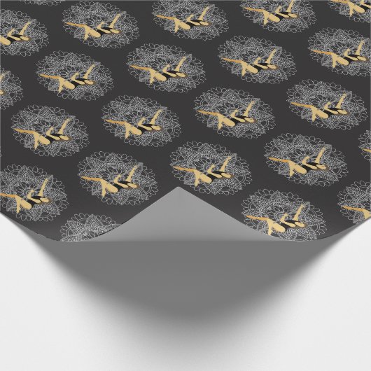 Pole Fitness Bloem Mandala Wit Mat Zwart Cadeaupapier (Hoek)