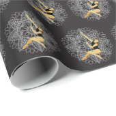 Pole Fitness Bloem Mandala Wit Mat Zwart Cadeaupapier (Rol Hoek)
