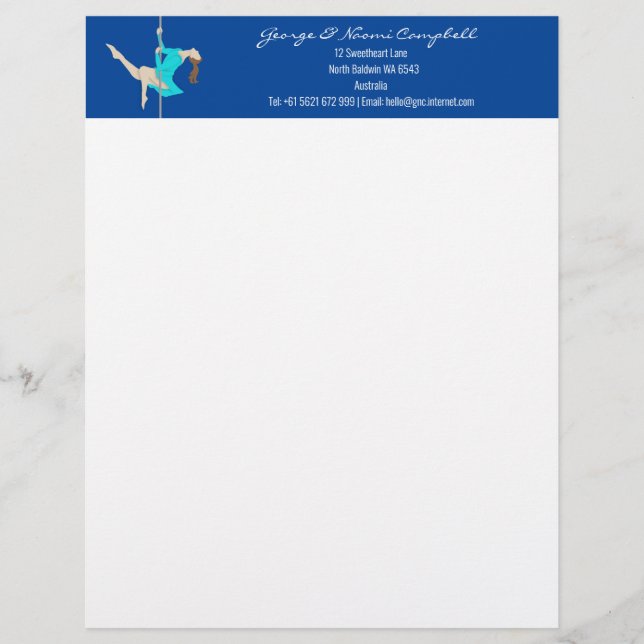 Pole Fitness Briefhoofd (Voorkant)