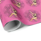 Pole Fitness Mandala Bloem Zwart Roze Cadeaupapier (Rol Hoek)