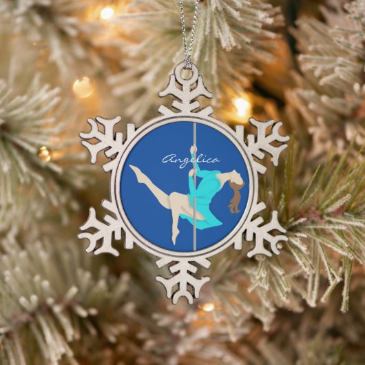 Pole Fitness Tin Sneeuwvlok Ornament (Boom)