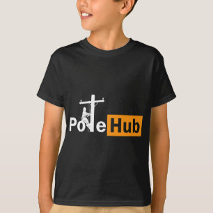 Pole Hub Lineman Line Worker Utility Pole Funny Li T-shirt