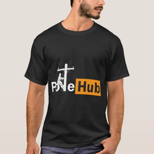 Pole Hub Lineman Line Worker Utility Pole Funny Li T-shirt (Voorkant)