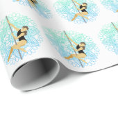 Pole Sport Fitness Mandala Bloem Groen Blauw Wit Cadeaupapier (Rol Hoek)