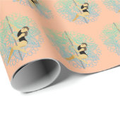 Pole Sport Mandala Bloem Groen Blauw Perzik Cadeaupapier (Rol Hoek)