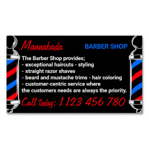 Pole Supply Black Red Navy Barber Magnetisch Visitekaartje