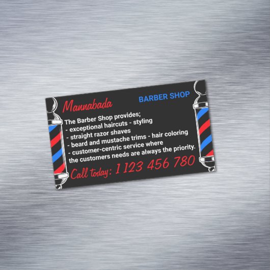 Pole Supply Black Red Navy Barber Magnetisch Visitekaartje (Voorbeeld)
