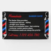 Pole Supply Service Black Red Navy Barber Shop Spandoek (Horizontaal)