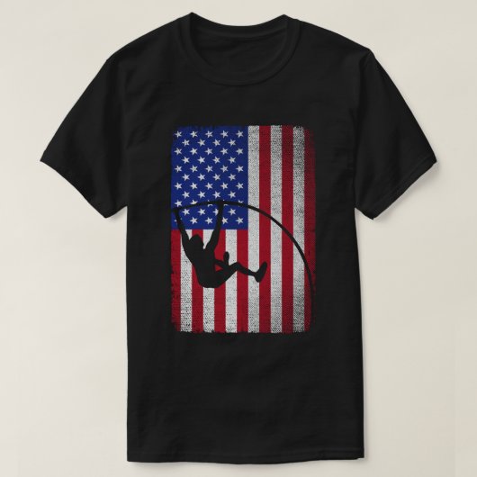 Pole Vault Amerikaanse vlag 4th of juli Jump Sport T-shirt (Design voorkant)