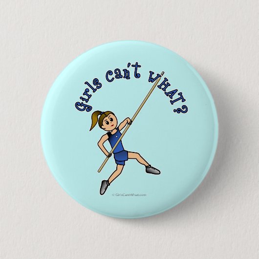 Pole Vault - blauw (licht) Ronde Button 5,7 Cm (Voorkant)
