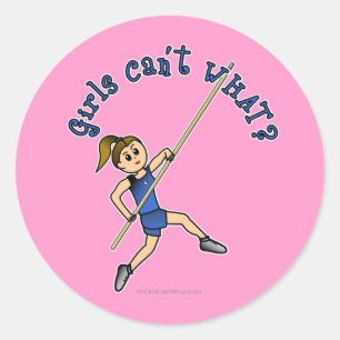 Pole Vault - blauw (licht) Ronde Sticker