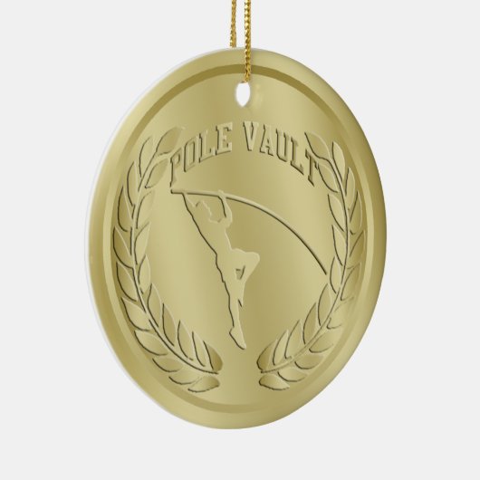 Pole Vault Gold Toned Medal Ornament (Rechts)