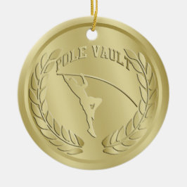 Pole Vault Gold Toned Medal Ornament