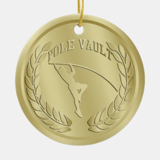 Pole Vault Gold Toned Medal Ornament (Voorkant)