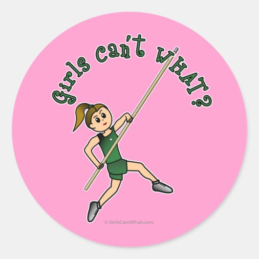 Pole Vault - groen (licht) Ronde Sticker (Voorkant)