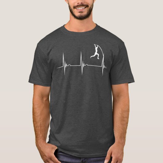 Pole Vault Heartbeat Pole Vaulter EKG Pole T-shirt (Voorkant)