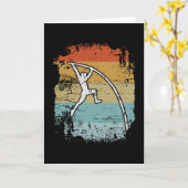 Pole Vault Pole Vaulting Retro Kaart (Gele Bloem)