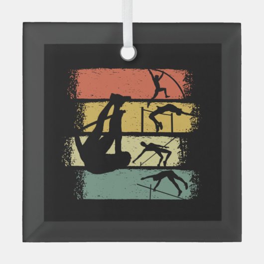 Pole Vault Retro  Glas Ornament (Voorkant)