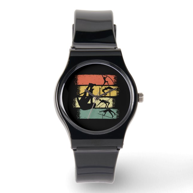 Pole Vault Retro  Horloge (Voorkant)