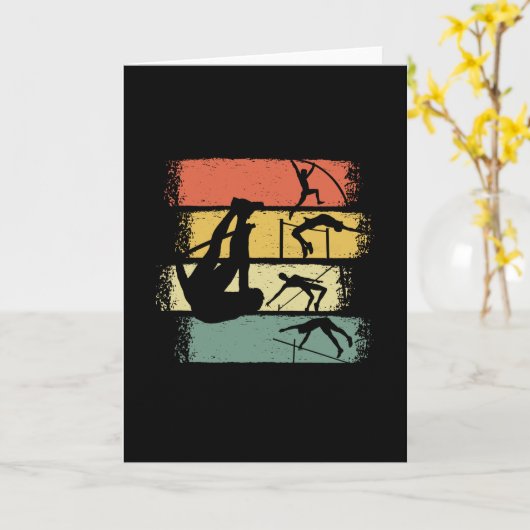 Pole Vault Retro  Kaart (Gele Bloem)