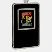 Pole Vault Retro  Verzilverd Omlijst Ornament (Rechts)