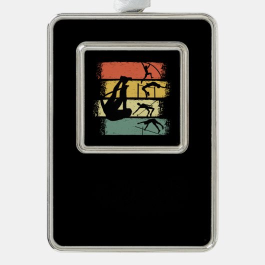 Pole Vault Retro  Verzilverd Omlijst Ornament (Voorkant)