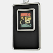Pole Vault Retro  Verzilverd Omlijst Ornament (Links)