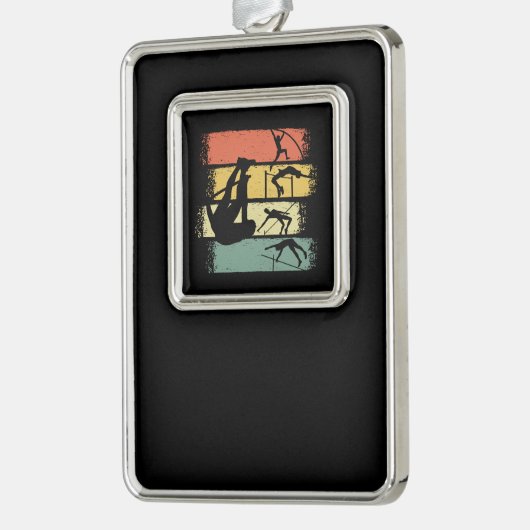Pole Vault Retro  Verzilverd Omlijst Ornament (Links)