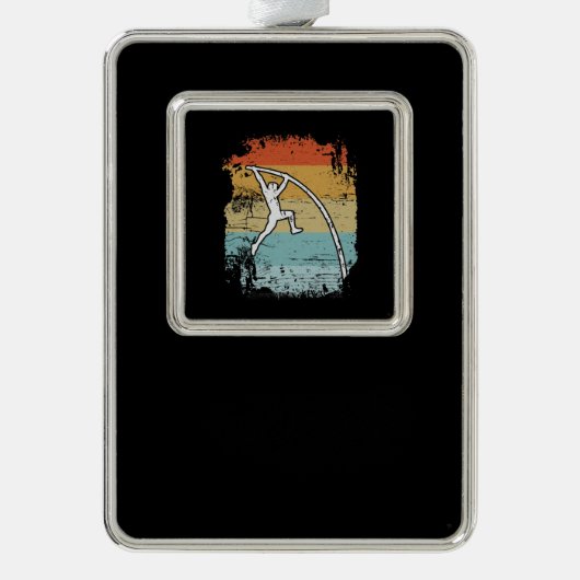 Pole Vault Retro Verzilverd Omlijst Ornament (Voorkant)