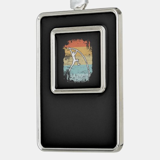 Pole Vault Retro Verzilverd Omlijst Ornament (Links)