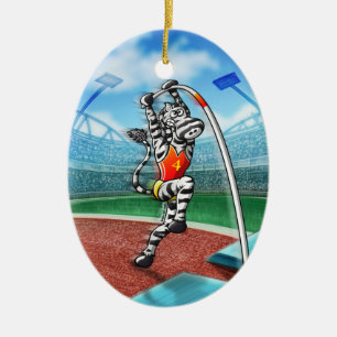 Pole Vault Zebra Keramisch Ornament