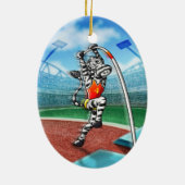 Pole Vault Zebra Keramisch Ornament (Achterkant)