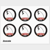 Pole Vault zwart wit en rood Gepersonaliseerd Ronde Sticker (Vel)