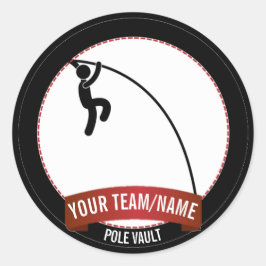 Pole Vault zwart wit en rood Gepersonaliseerd Ronde Sticker