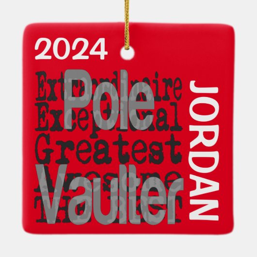 Pole Vaulter Extraordinaire CUSTOM Keramisch Ornament (Achterkant)