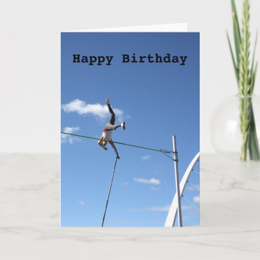 Pole Vaulter Happy Birthday Card Kaart (Voorkant)