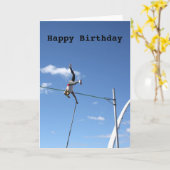 Pole Vaulter Happy Birthday Card Kaart (Gele Bloem)