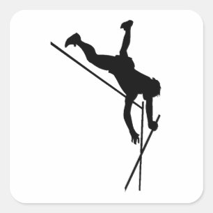 Pole Vaulter Silhouette Vierkante Sticker