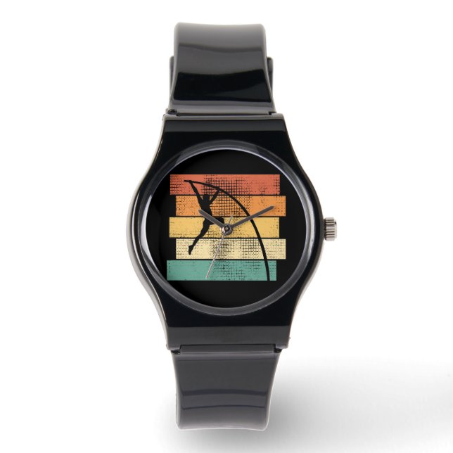Pole Vaulting Retro Horloge (Voorkant)