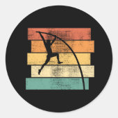 Pole Vaulting Retro Ronde Sticker (Voorkant)