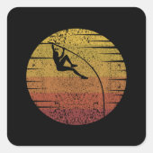 Pole Vaulting Retro Vierkante Sticker (Voorkant)
