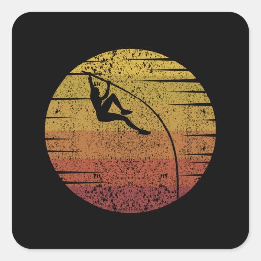 Pole Vaulting Retro Vierkante Sticker (Voorkant)