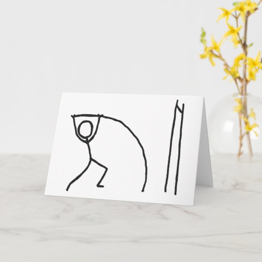 Pole Vaulting Stickman Kaart (Gele Bloem)